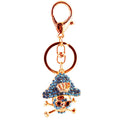 Rhinestone Pirate Skull And Crossbones Gold-Tone Metal Keychain view 5