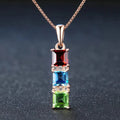 Rose Gold Red Blue Green Stacked Bar Pendant Necklace view 2