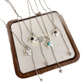 Silver Tone Flower Lariat Necklace With Red Center view 5
