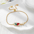 Gold Tone Pressed Flower Crystal Slider Bracelets in Fifteen Designs view 9