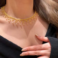 Crystal Fringe Collar Necklaces in Four Metal and Bead Colors view 1
