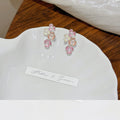 Crystal Flower Stud Earrings in Pink Blue and Navy view 4