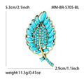 Cat Eye Leaf Brooch Rhinestone Vein Accent Pin Metal Pin view 3