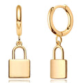 Gold Padlock Huggie Hoop Dangle Earrings Metal Alloy view 1