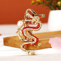 Pearl Accent Chinese Dragon Keychains with Braided and Fortune Straps view 2