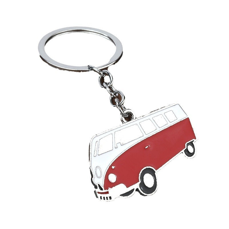 Mini Cartoon Bus Zinc Alloy Keychain for Kids and Gifts