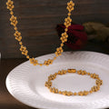 Gold Bead Cluster Necklace And Bracelet Copper Metal Set view 2