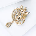 Blue Crystal Teardrop Floral Brooch with Dangle Decorative Metal Pin view 4