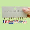 Red White Blue Enamel Charm Huggie Earrings, 28 Styles view 4