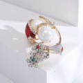 Pearl Snowman Brooch With Red Hat and Crystal Evergreen Tree view 3