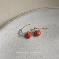 Blue Dual Enamel Twist Stud And Red Persimmon Hook Earrings view 7