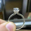 Silver Round CZ Solitaire Ring Pavé Shoulders Gallery view 3
