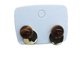 Gold Tone Brown Round Disc Geometric Stud Earrings view 5