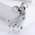 Pearl Crystal Ram Brooch in Gold and Silver Tones Lapel Pin view 3