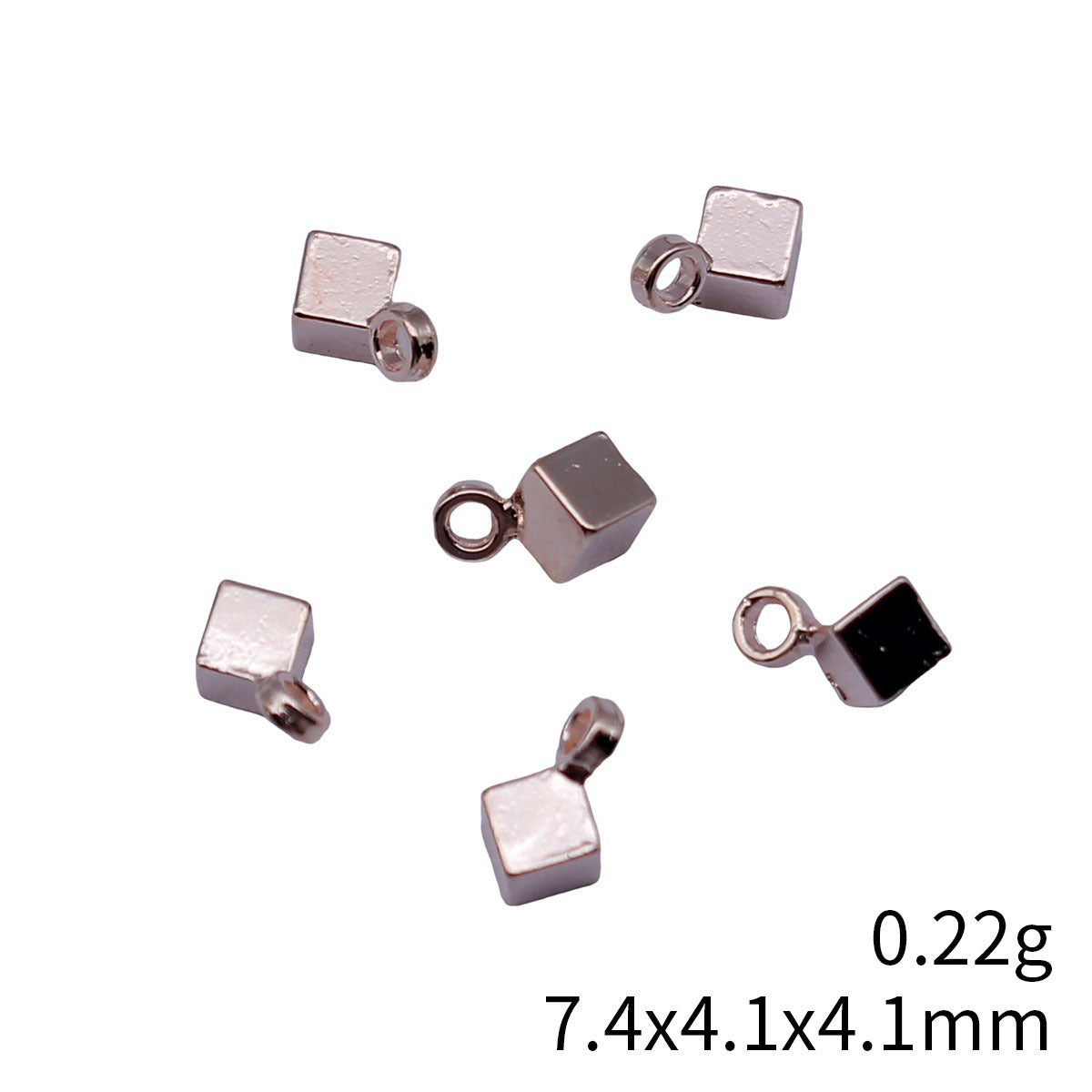 7.4x4.1x4.1mm 0.22g Multicolor Zinc Alloy Cube Small Bead for DIY Bracelet Necklace Jewelry