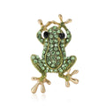 Rhinestone Frog Brooch Gold Tone Metal Dark Light Green view 5