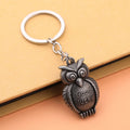 Embossed Owl Metal Keychain in Three Antique Color Finishes view 4
