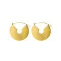 Gold Brushed Fan Disc Geometric Hoop Earrings Titanium Steel view 5