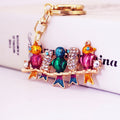 Colorful Five Bird Rhinestone Keychain With Split Ring view 1