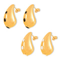 Gold Steel Oil Drip Teardrop Hollow Titanium Steel Earrings view 5