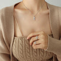Rose Flower Pendant Necklace And Open Rose Leaf Rings view 8