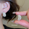 Gold Pearl Cluster C Earrings Multi Pearl Crystal Ring view 2
