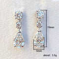 Three-Stone Pear-Shaped Long Drop Earrings In Polished Silver Tone view 5
