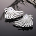 Silver-Tone Wing Stud Earrings with Clear Stones with Clear Stone Details view 3