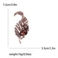Curled Long Feather Crystal Brooch in Six Metal Colors view 11