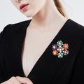 Multicolor Flower Cluster Brooch With Pearls and Crystals view 2