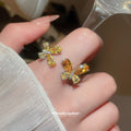 Silver Tone Dual Butterfly Crystal Open Ring 2 Colors view 3