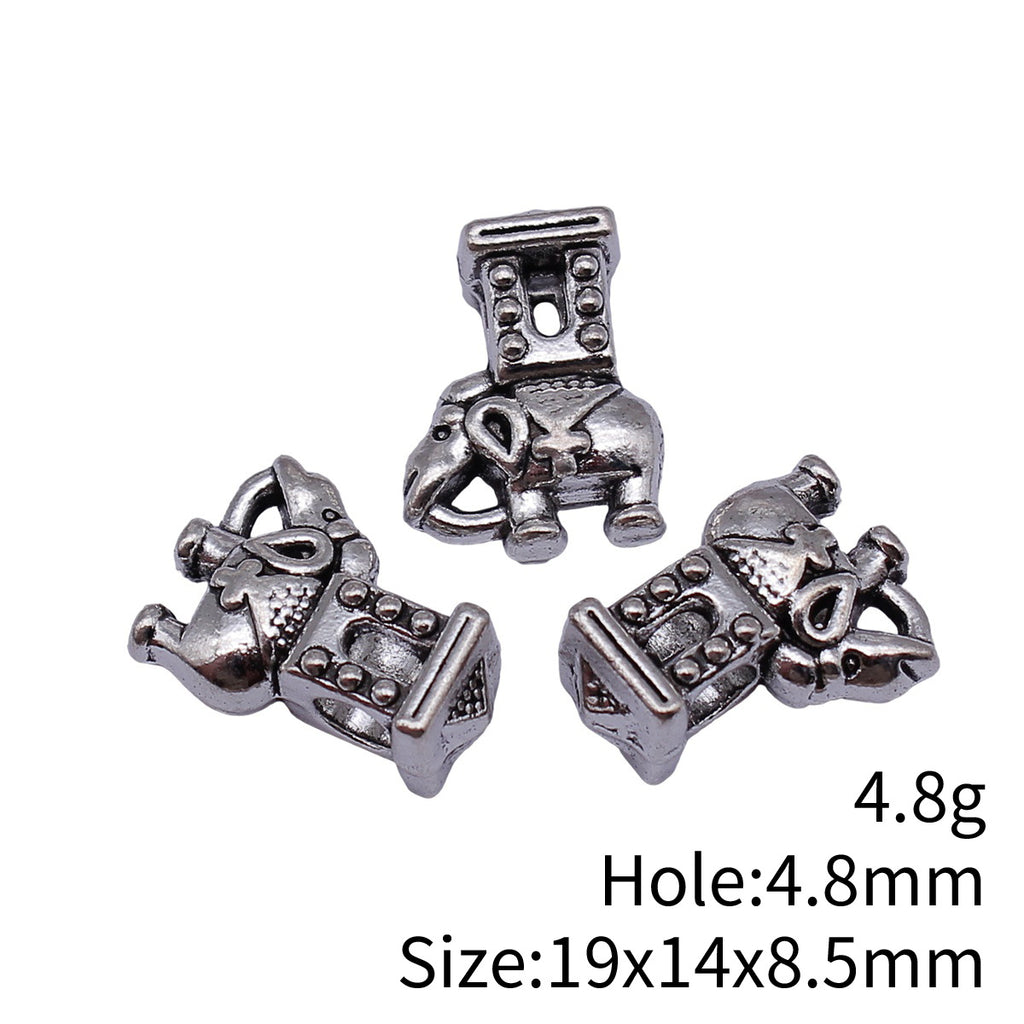 19x14x8.5mm 4.8g Antique Silver Zinc Alloy Elephant Large Hole Beads for DIY Bracelet Jewelry Making