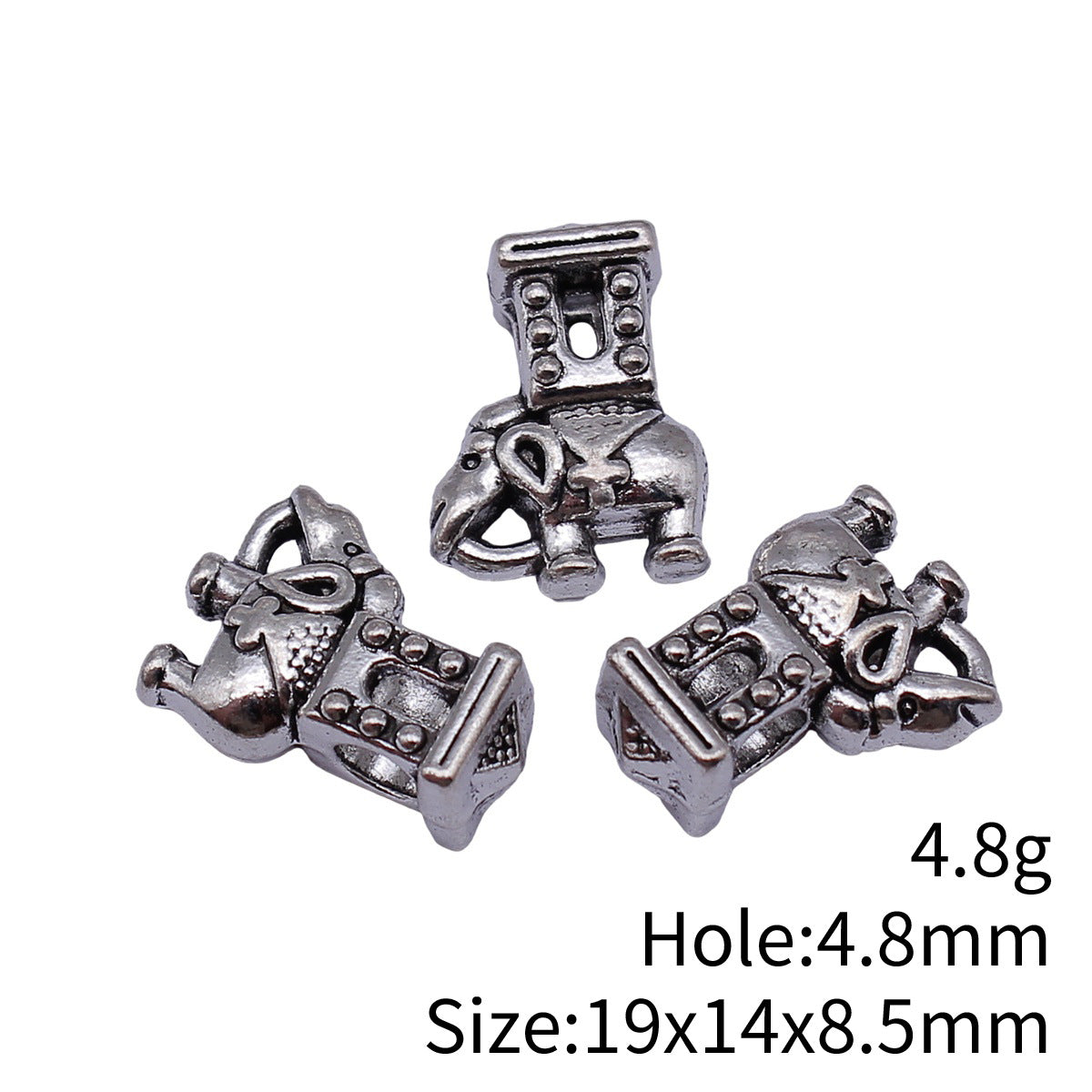 19x14x8.5mm 4.8g Antique Silver Zinc Alloy Elephant Large Hole Beads for DIY Bracelet Jewelry Making