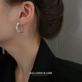 Crystal Paved Letter D Huggie Hoop Earrings Polished Metal Jewelry view 4
