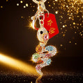 Jeweled Gem Snake Keychains with Nine Color and Blessing Combinations view 7