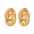 Interlocking Knot Stud Earrings with Rhinestone Accents view 5