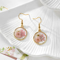 Gold Tone Pressed Flower Geometric Drop Earrings in Seven Shapes view 6