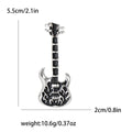 Black Electric Guitar Enamel Brooch In Silver And Gold Tone view 6