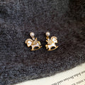 Rocking Horse Pearl Stud Earrings - 2 Styles Polished Decorative Design view 6
