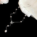 Silver Pearl Butterfly Y Necklaces And Bow Slider Bracelet view 7