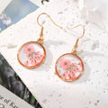 Pink Pressed Flower Resin Earrings Gold Hooks 8 Style Mix view 7