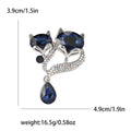 Double Fox Heart Brooch With Pear Crystal Drop in Two Colors view 7