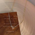 Gold Tone Clear Stone Star Curve Pendant Chain Necklace For Women view 4