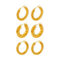 Gold Textured Hoop Earrings Mesh Disc Scale Bead Styles view 5