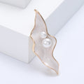Curved Leaf Brooch with Pearl Cluster in Three Enamel Colors view 6