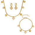Heart Zircon Ball Chain Necklace Bracelet Earring Set view 5