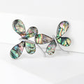 Silver Dual Abalone Butterfly Brooch Iridescent Shell Pin view 2