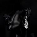 Silver Tone Teardrop Crystal Tassel Tassel Crystal Four Designs Metal Dangle Earrings view 4