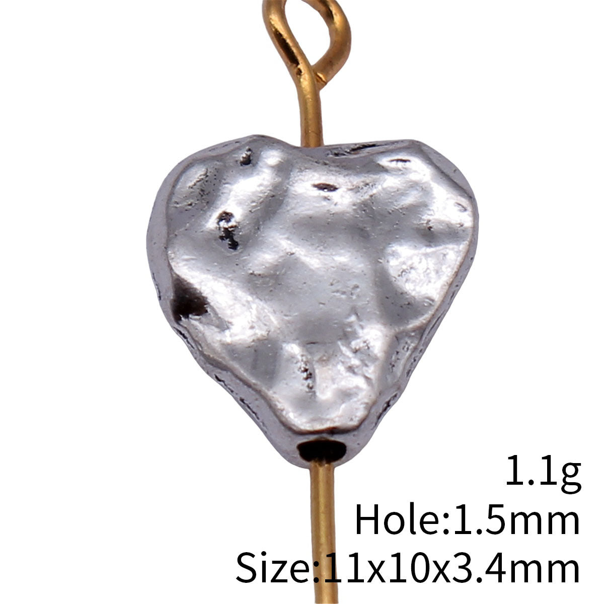 11x10x3.4mm 1.1g Antique Silver Zinc Alloy Hammered Heart Loose Metal Beads for Bracelet Making