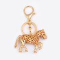 Rhinestone Horse Keychain Gold Tone Metal Charm 2 Styles view 3